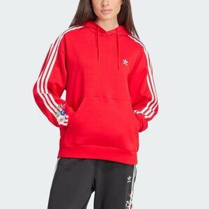 adidas Red Hoodie with White Stripes